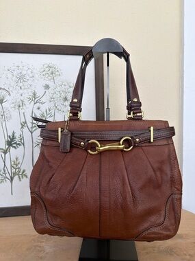 Coach Chestnut Brown Leather Shoulder Bag with Brass Bit